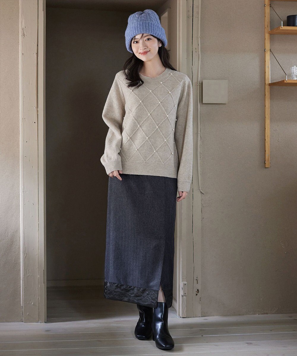 Tiaclasse 【洗える】メランジヘリンボーンツイードスカート 