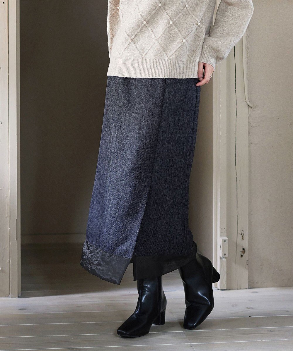 Tiaclasse 【洗える】メランジヘリンボーンツイードスカート 