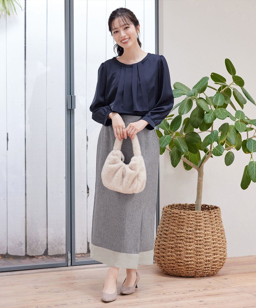 Tiaclasse 【洗える】メランジヘリンボーンツイードスカート 