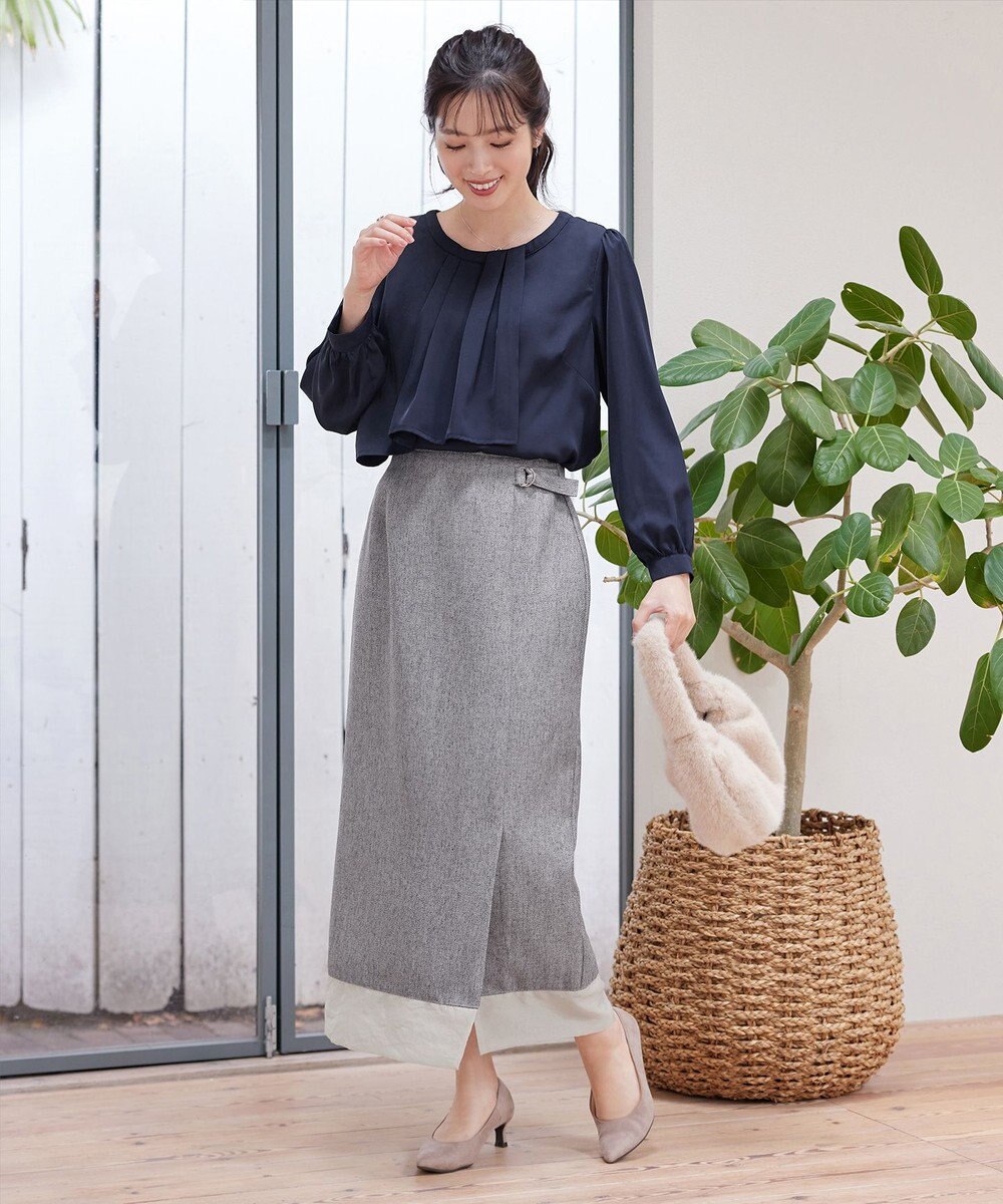 Tiaclasse 【洗える】メランジヘリンボーンツイードスカート 