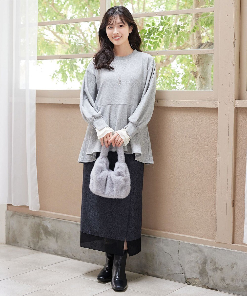 Tiaclasse 【洗える】メランジヘリンボーンツイードスカート 