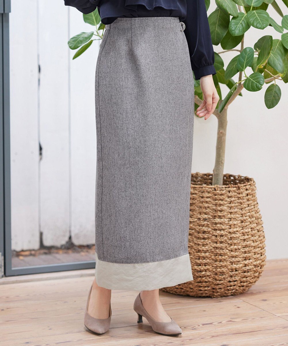 Tiaclasse 【洗える】メランジヘリンボーンツイードスカート 