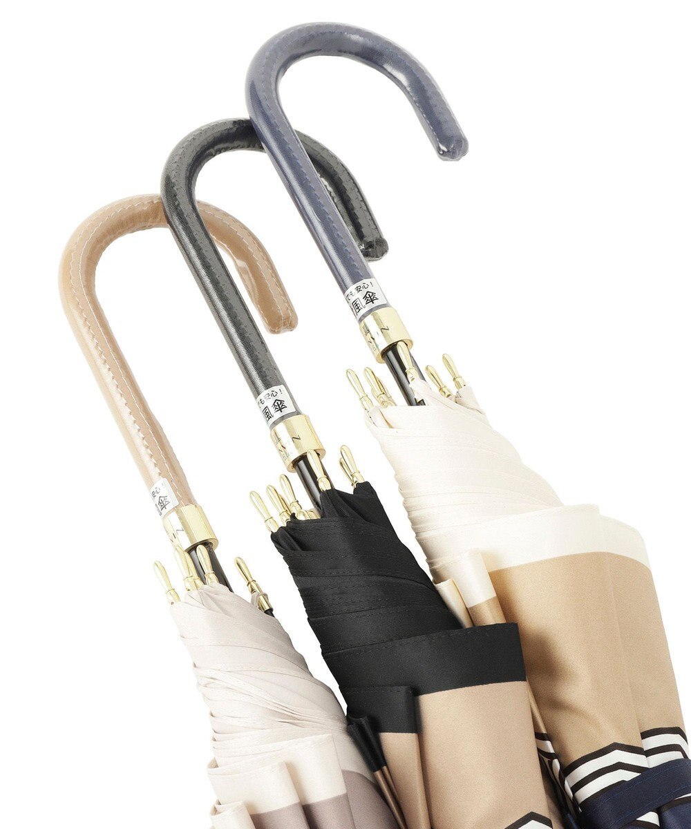 MOONBAT 【耐風】LANVIN en Bleu 長傘 サテンプリントリボン 