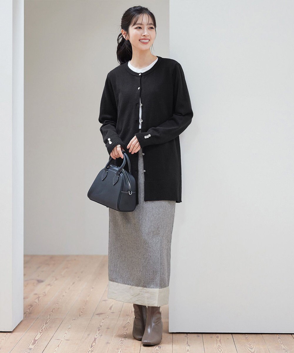 Tiaclasse 【洗える】メランジヘリンボーンツイードスカート 