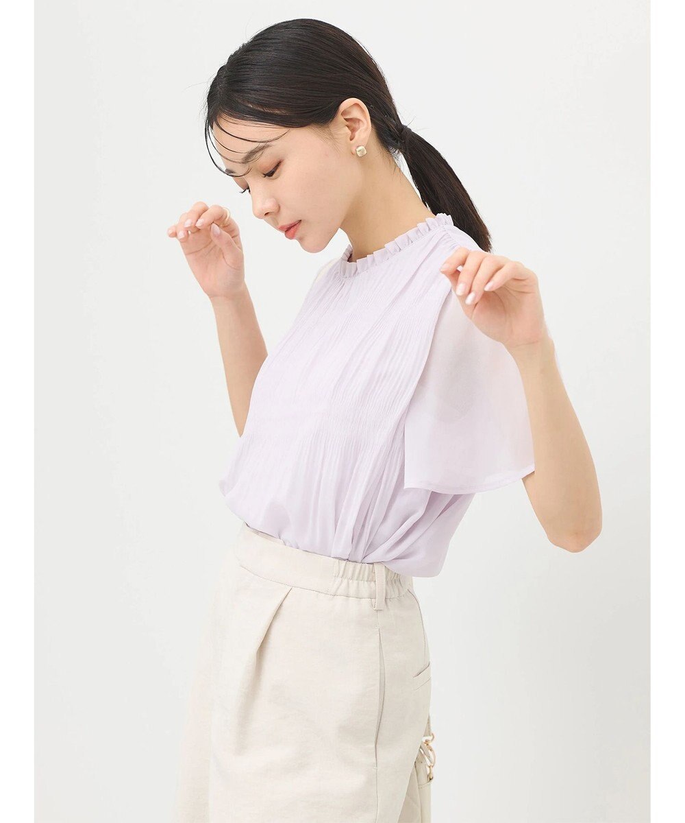 earth music&ecology マジョリカプリーツ半袖ブラウス 