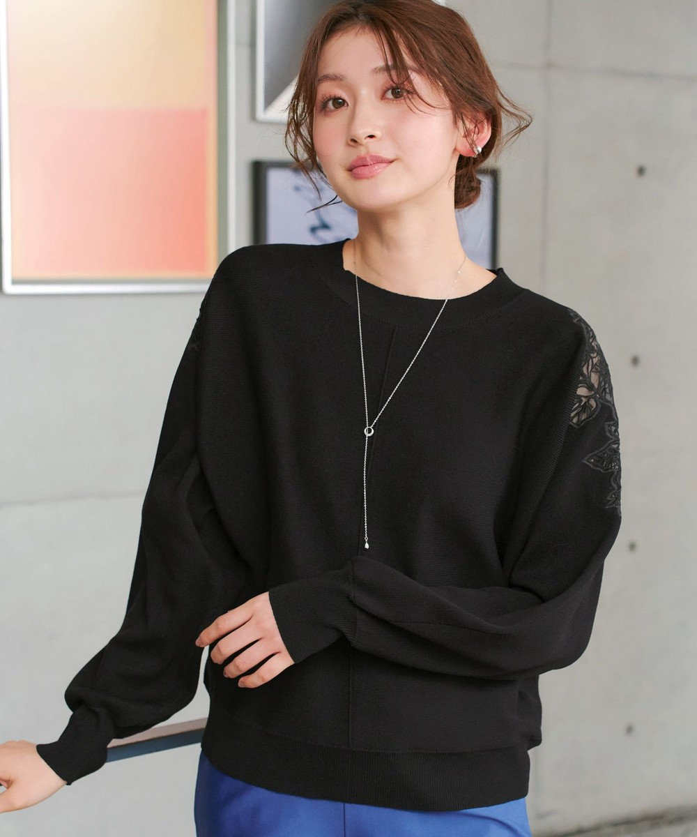 Tiaclasse 肩レースドルマンニットトップス 