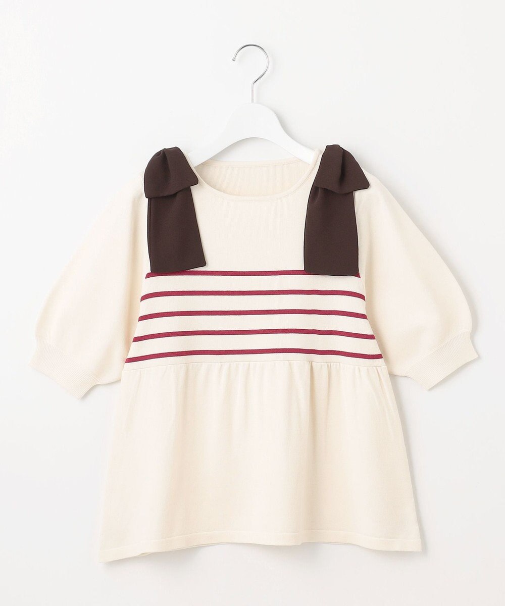 Feroux 肩リボン ペプラムニット 