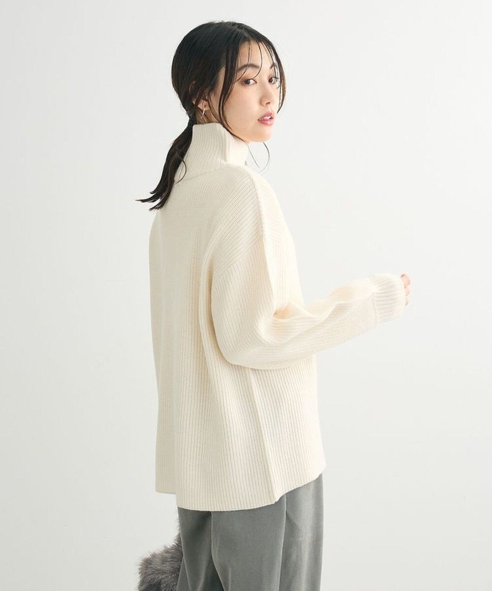 Green Parks ＺＩＰ付き畦ニットチュニック 