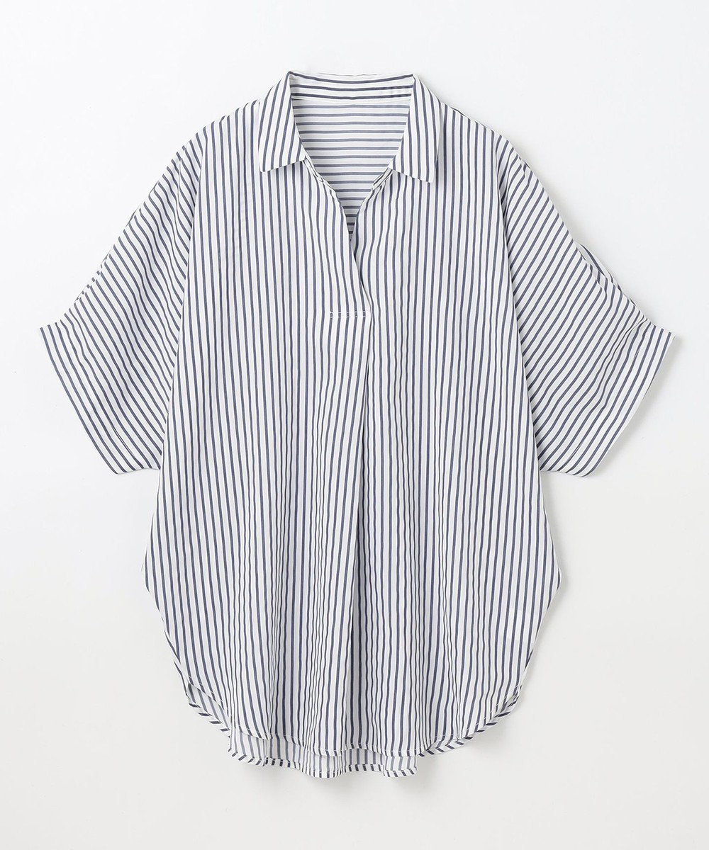 ANY 【新色追加】スキッパーネック袖タックブラウス 