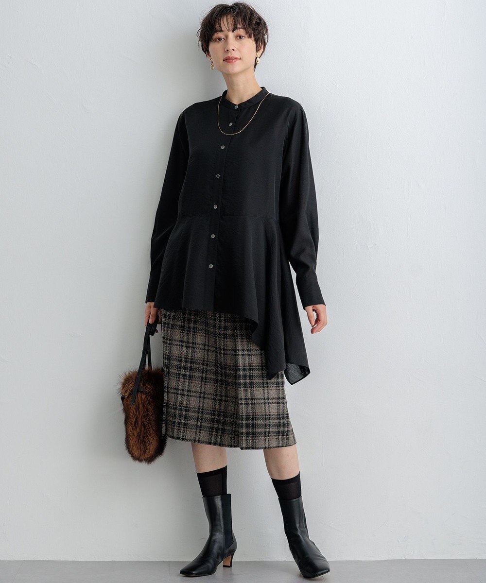 23区 【好評につき新色追加/洗える】イレギュラーヘム シアー ブラウス 