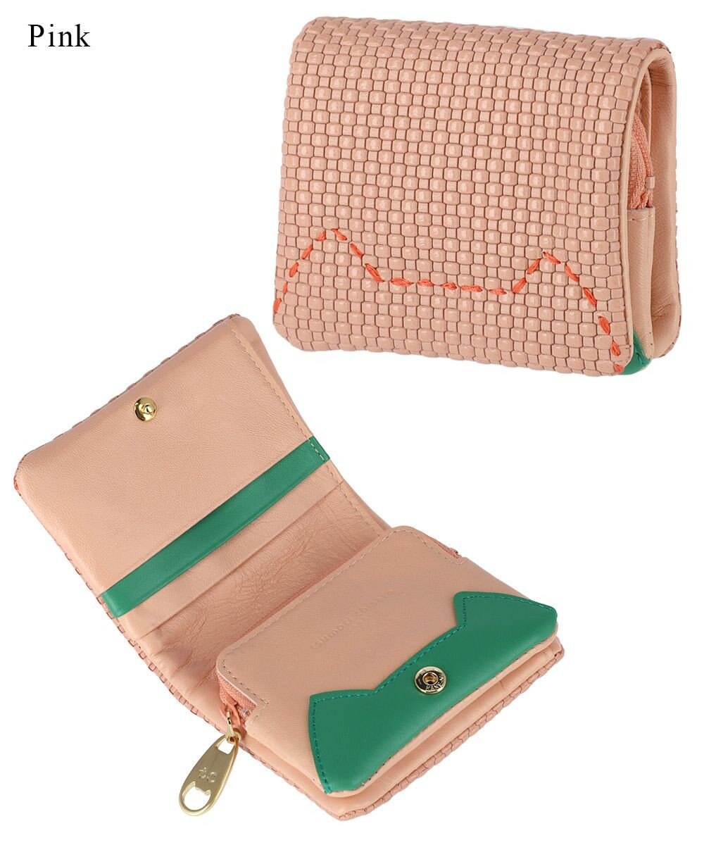 tsumori chisato CARRY エンボスメッシュ 2つ折り財布 ミニ財布 ネコステッチ 