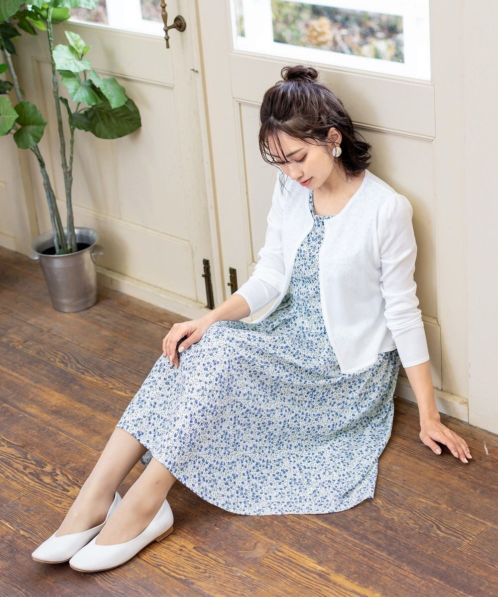 Tiaclasse 【洗える】大人華やかなノースリーブ花柄ワンピース 