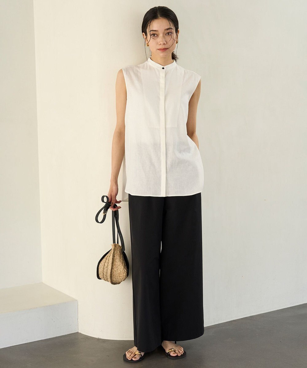 UNFILO リネンレーヨン ノースリーブブラウス 