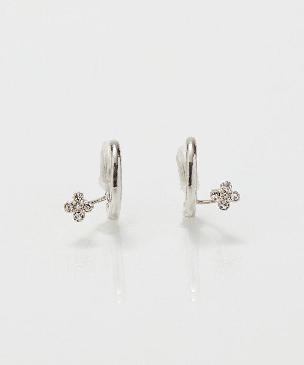 Phoebe 【痛くないシリーズ】フラワービジューフロートライトフィットイヤリング　シルバー 