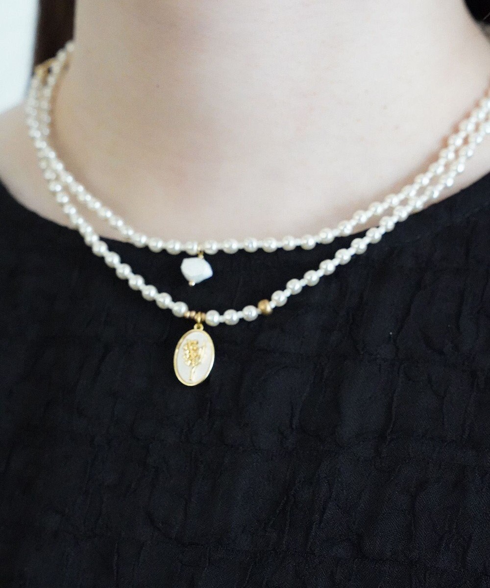 monshiro 【セレモニーにも】スズラングラスパールロングネックレス（メガネチェーンにも） 