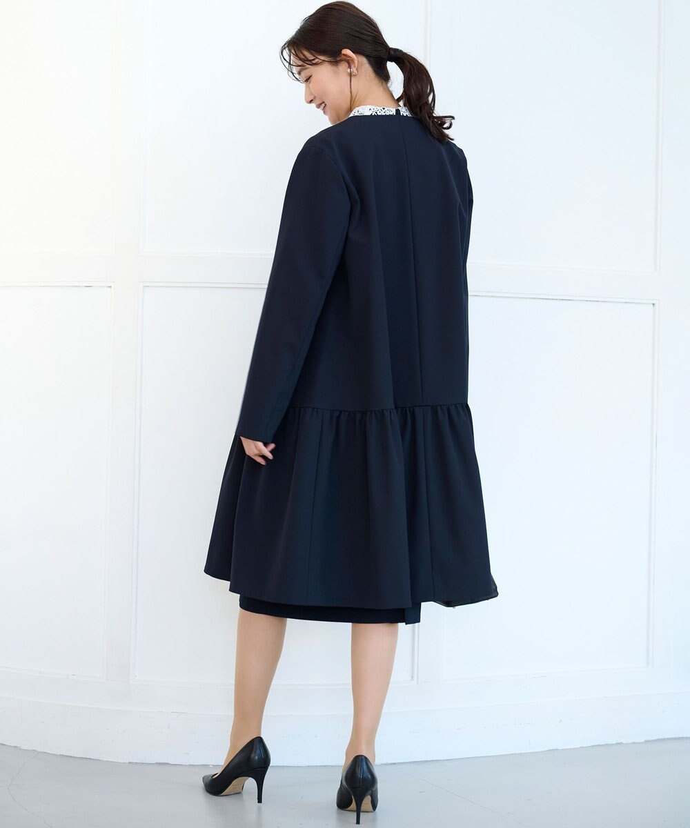 組曲 S 【KUMIKYOKU NAVY】ダブルクロスストレッチ ノーカラーコート 