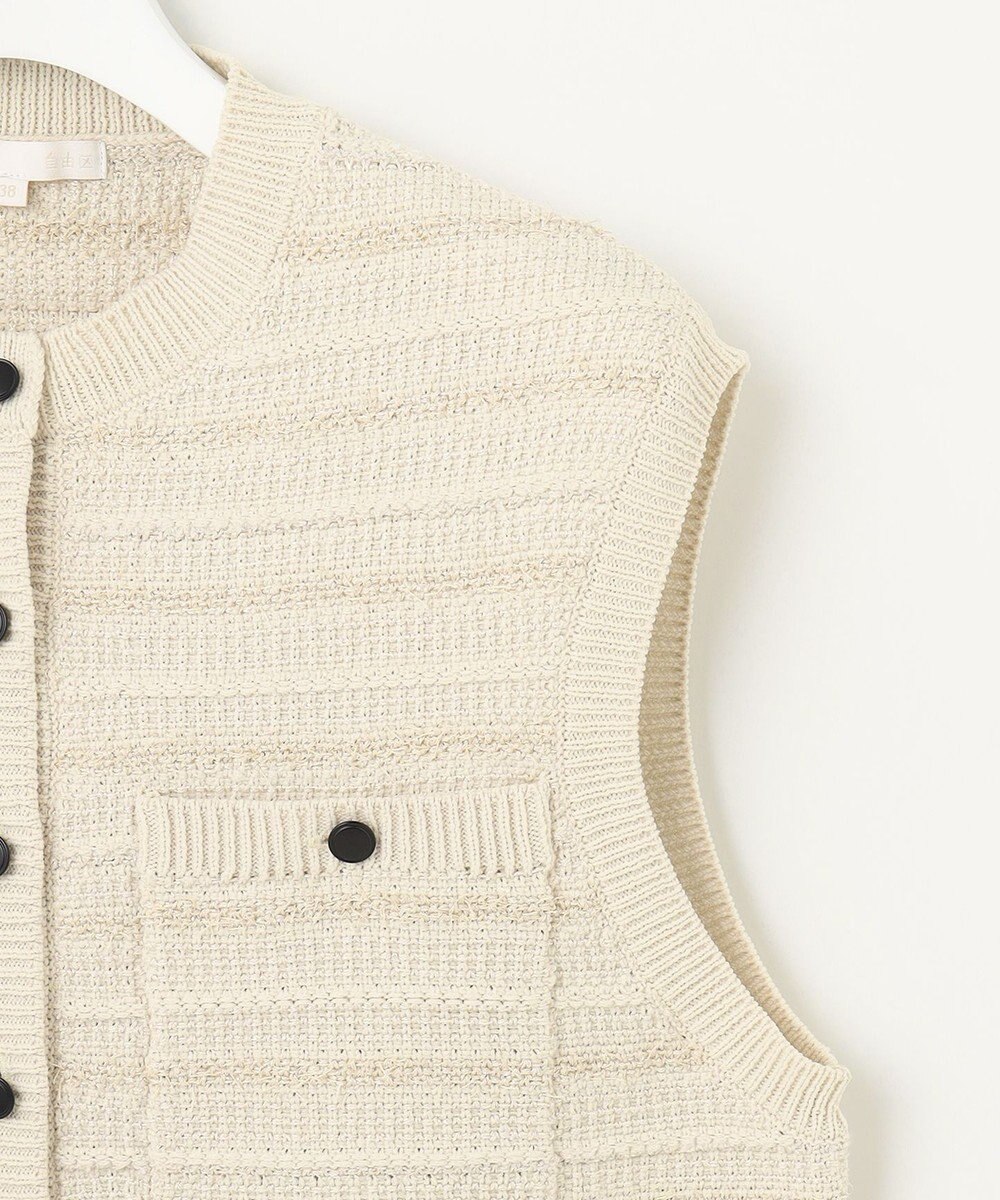 自由区 【洗える】テクスチャーコットンブレンドニット ベスト 