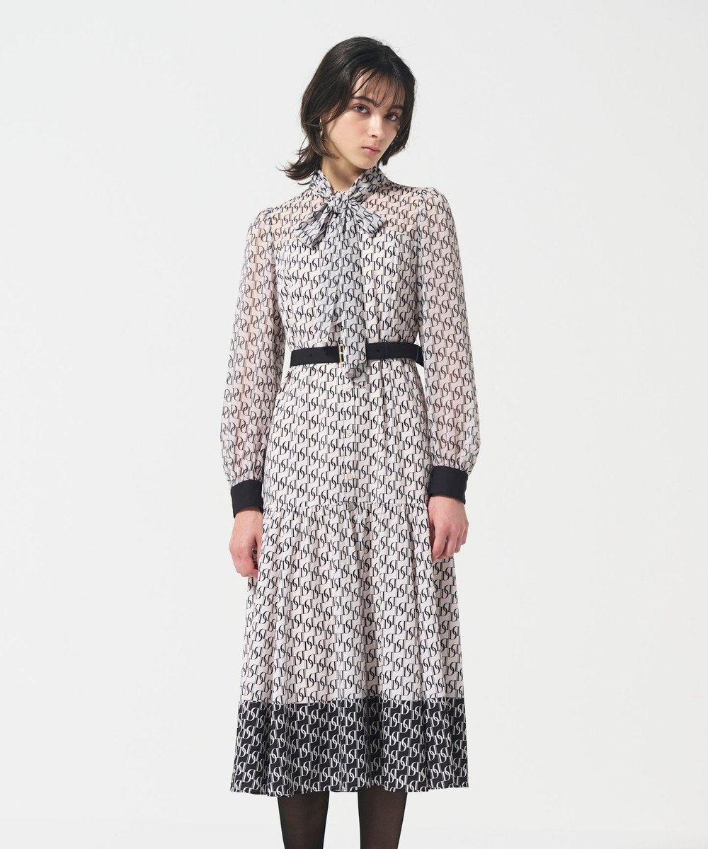 GRACE CONTINENTAL モノグラムプリントレイヤードワンピース 