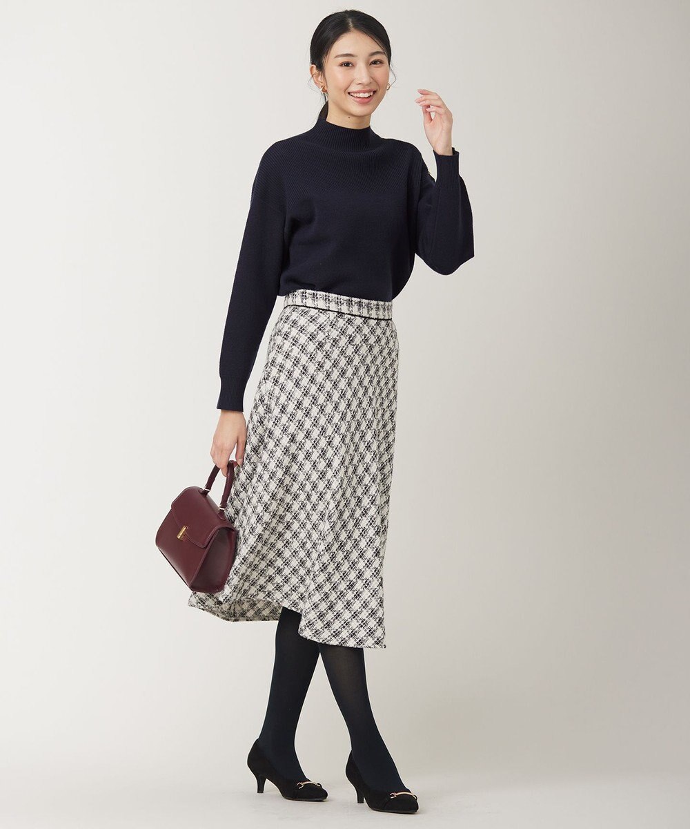 ANY SIS L パフィツイードミディ スカート 