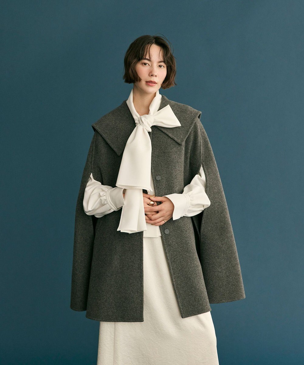 #Newans セーラーカラーダブルフェイスケープコート 