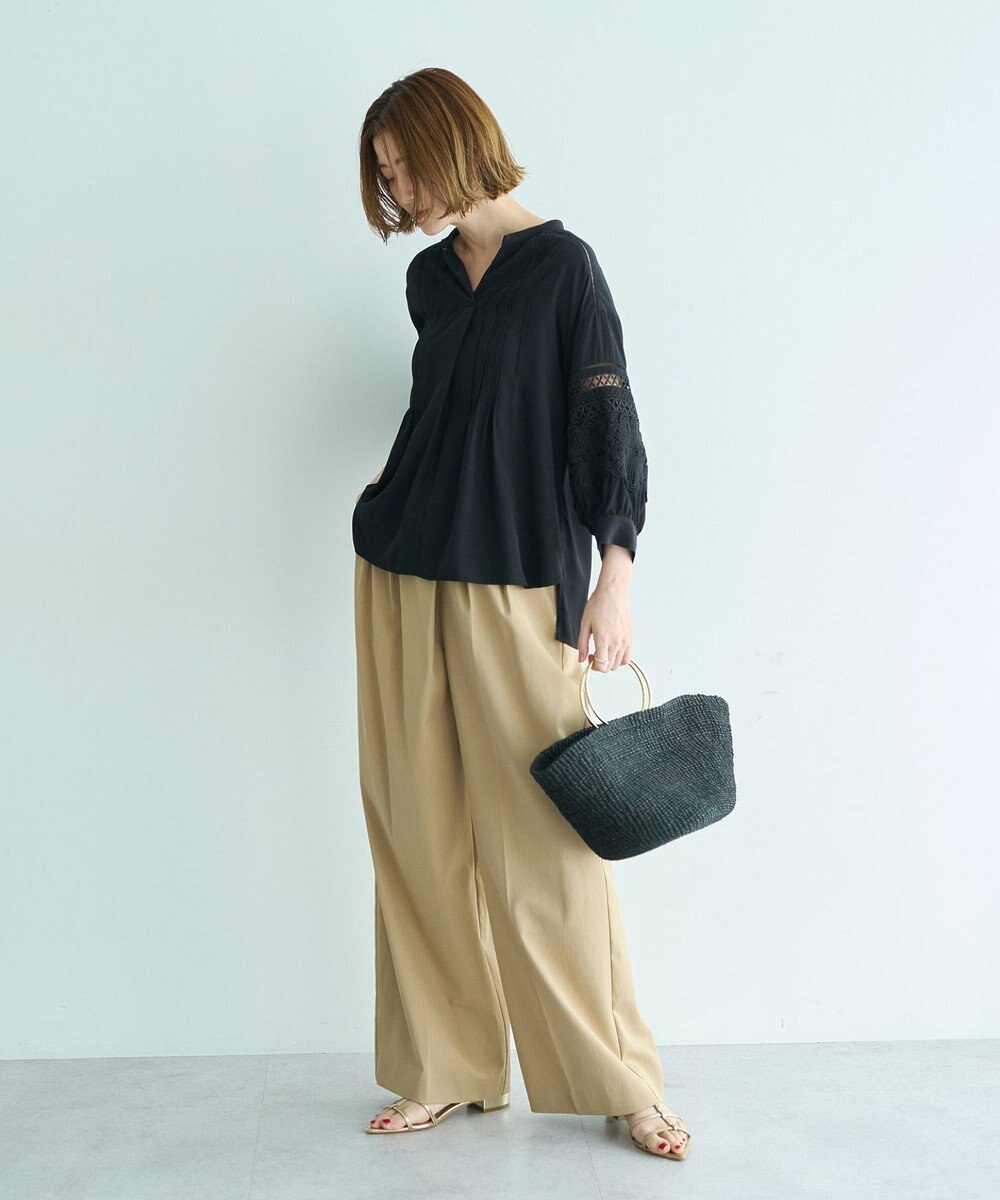 YECCA VECCA レース切替スキッパーブラウス 