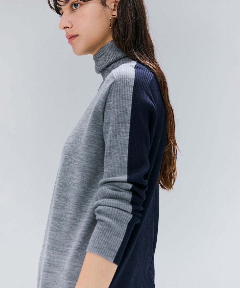 BEIGE， 【洗える・VERY NaVY12月号掲載】LA MONNAIE / バイカラーウールタートルニット 