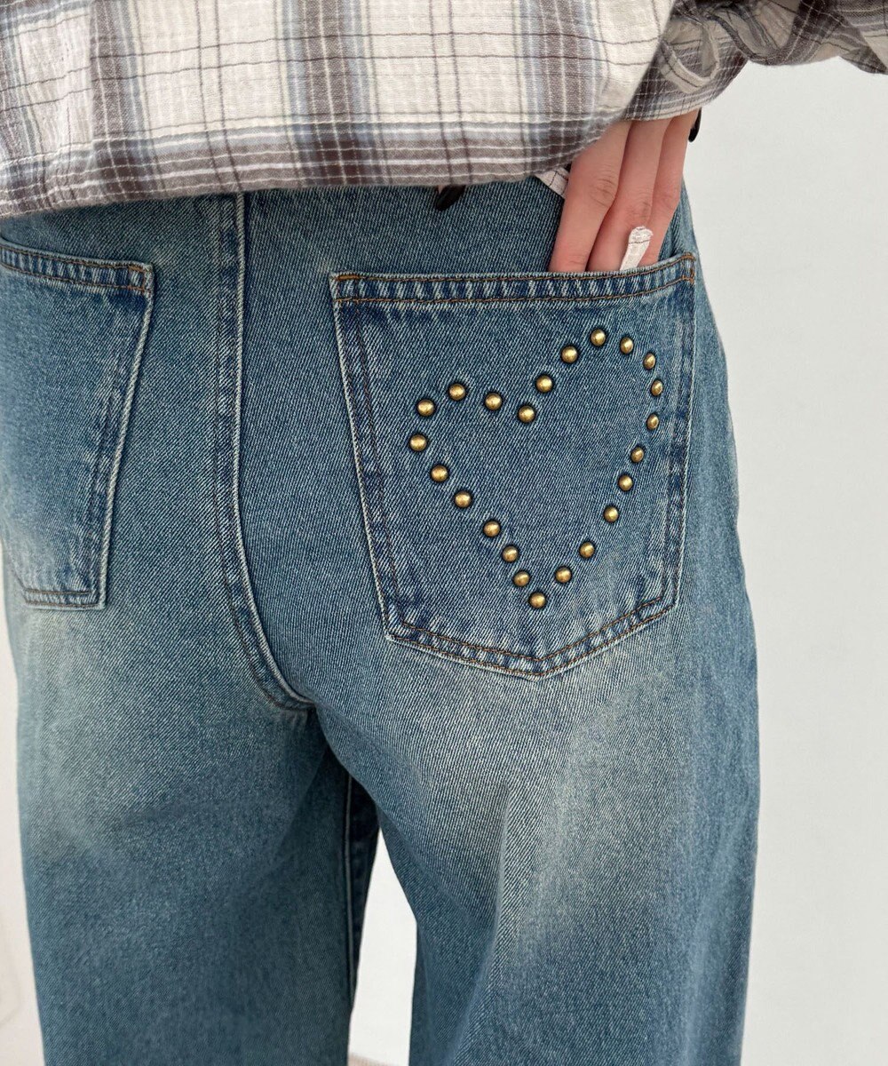 WEGO モチーフデニムタックパンツ 