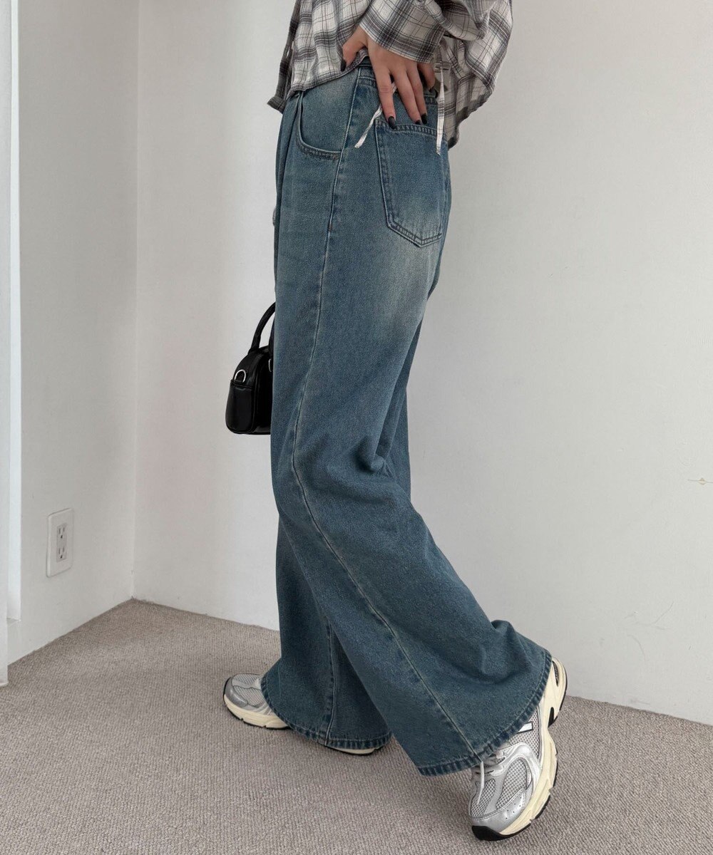 WEGO モチーフデニムタックパンツ 