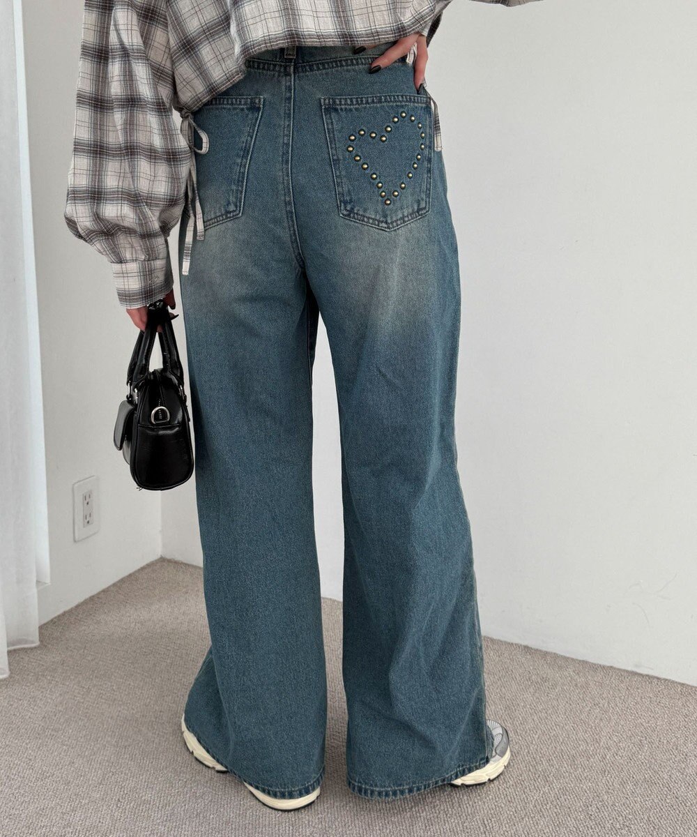 WEGO モチーフデニムタックパンツ 