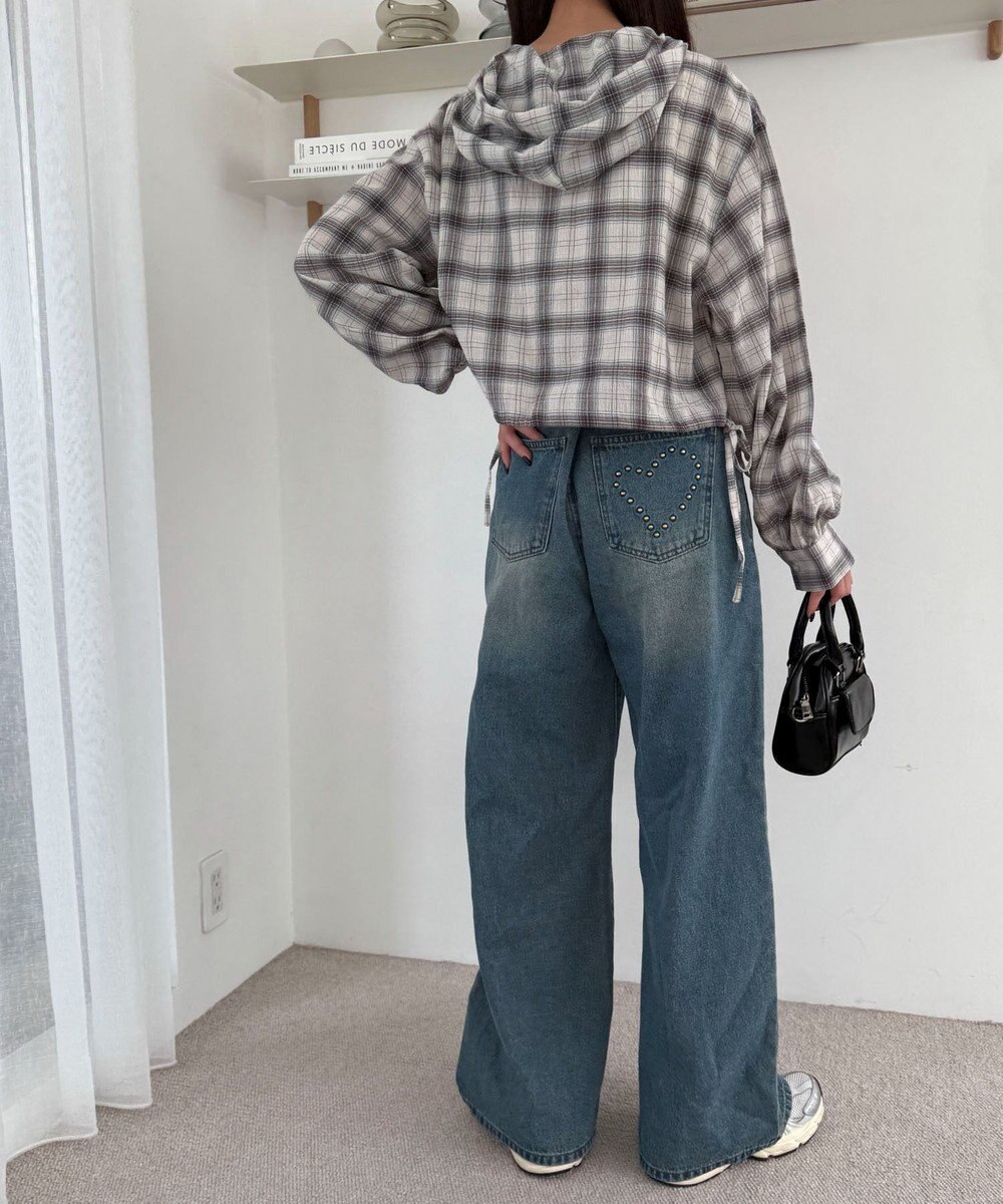 WEGO モチーフデニムタックパンツ 