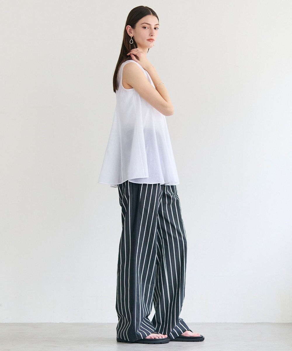 BEIGE， AMARYLLIS / シアー 切り替えフレアブラウス 