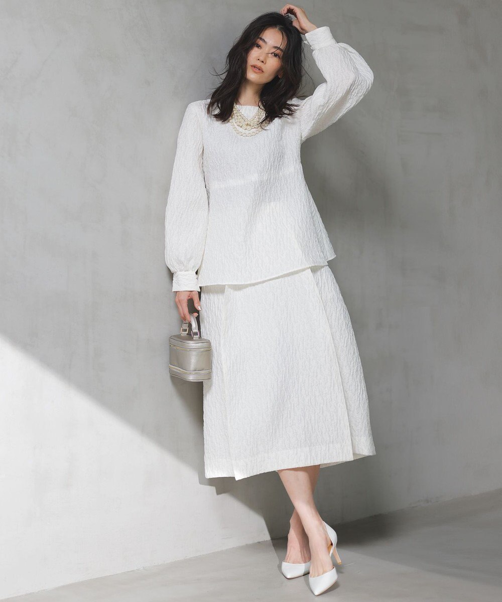 23区 L 【洗える】エクラジャカード ペプラム ブラウス 