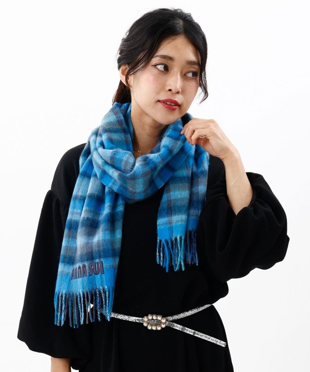 AURORA 【 ANNA SUI（アナ スイ）】ウールチェックマフラー(WASH) 