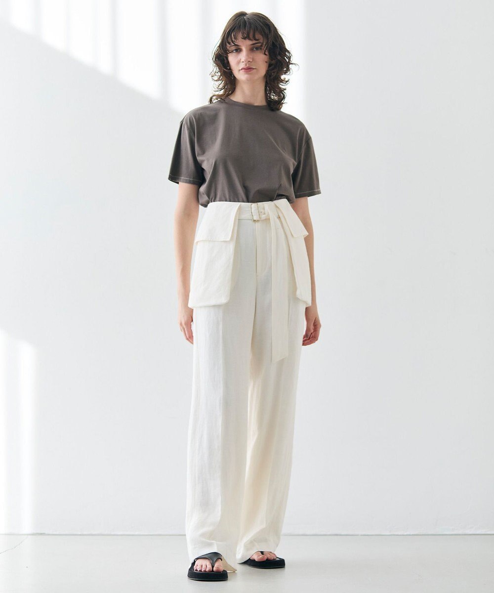 BEIGE， 【洗える】BERNARD / リネンワイドポケット付きラップベルト 