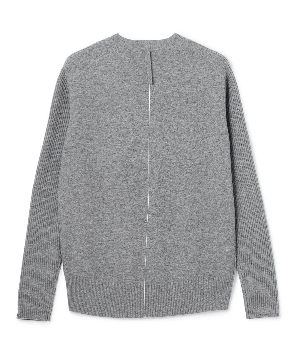 BEIGE， 【洗える】POMPE / ウールカシミヤ配色ラインクルーネックニット 