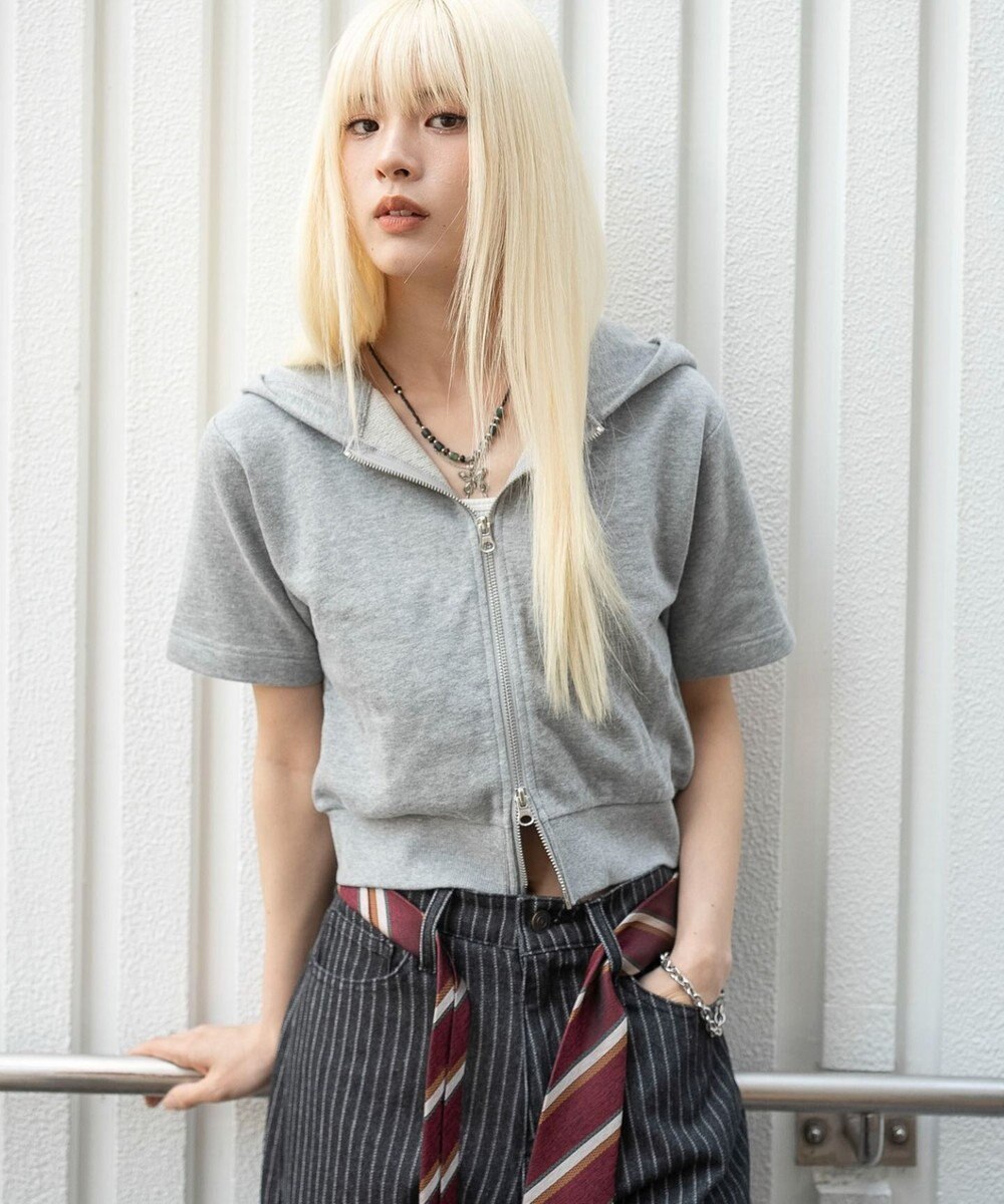 WEGO 【セットアップ対応】半袖ショートZIPパーカー 