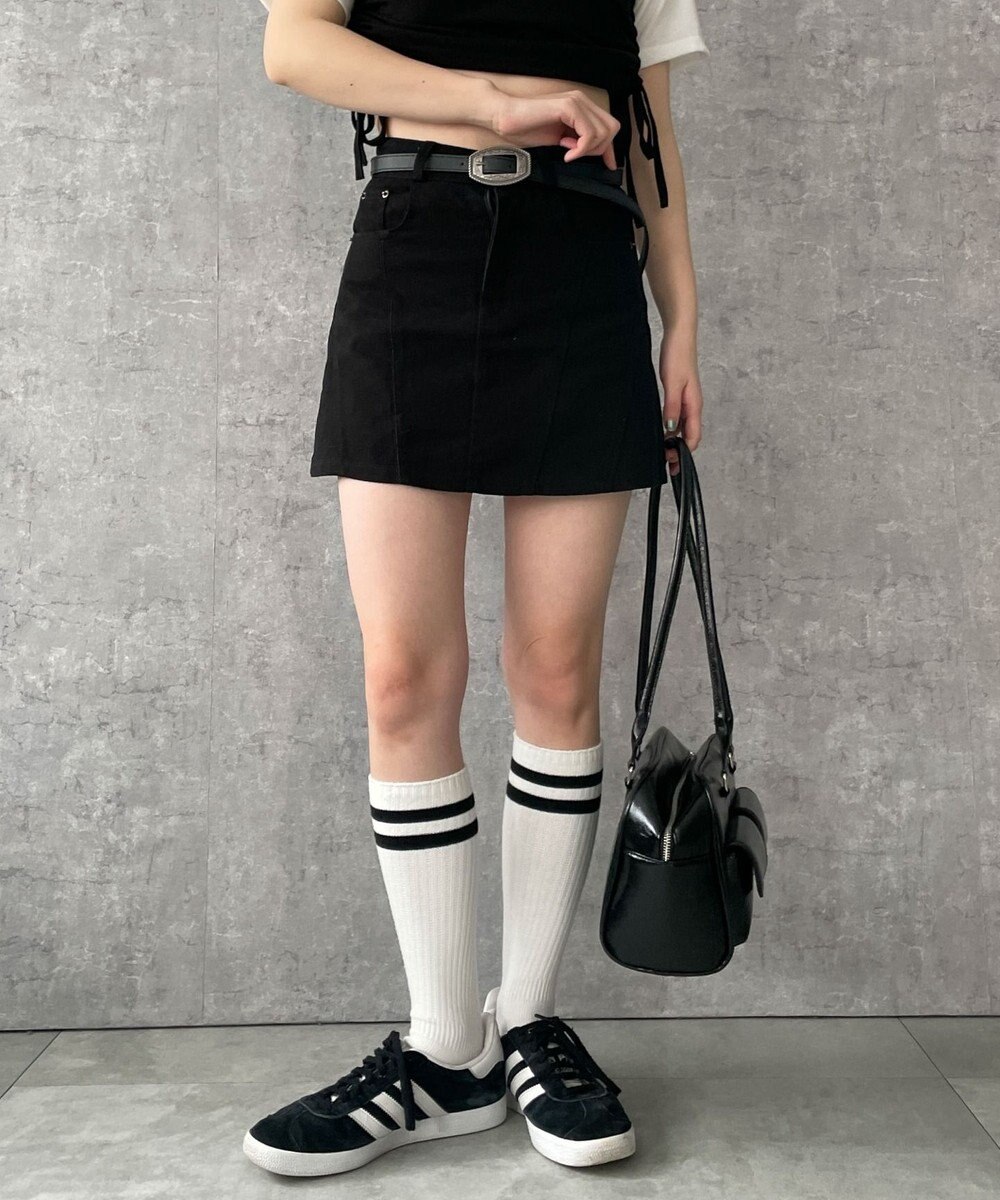 WEGO ベルトデニムスカート 