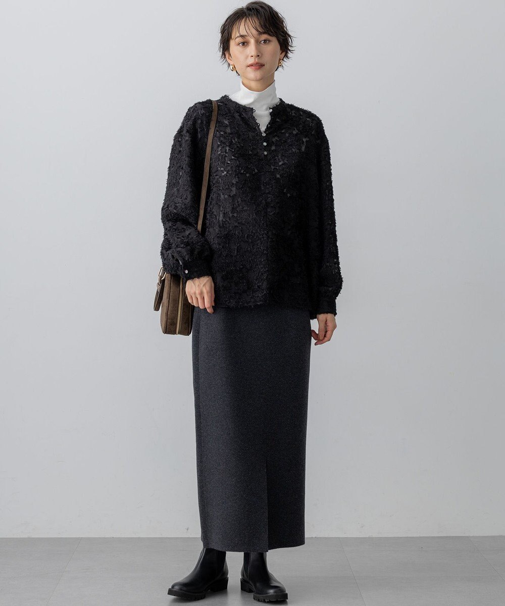 23区 L 【洗える】シアーカットジャカード ブラウス 