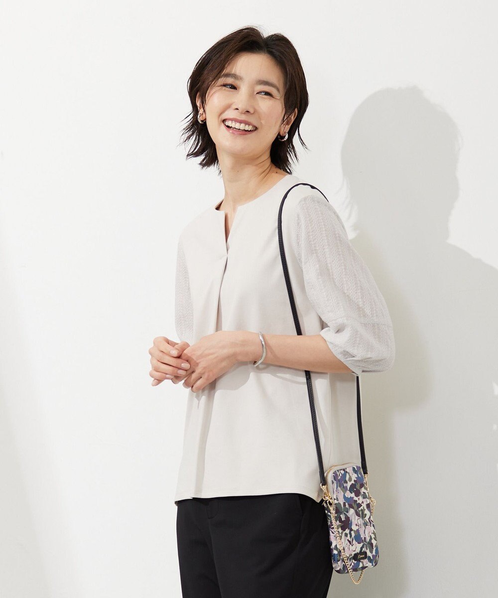 J.PRESS LADIES 【WEB限定カラーあり・接触冷感・UVケア】 スムースジャージー キーネック カットソー 