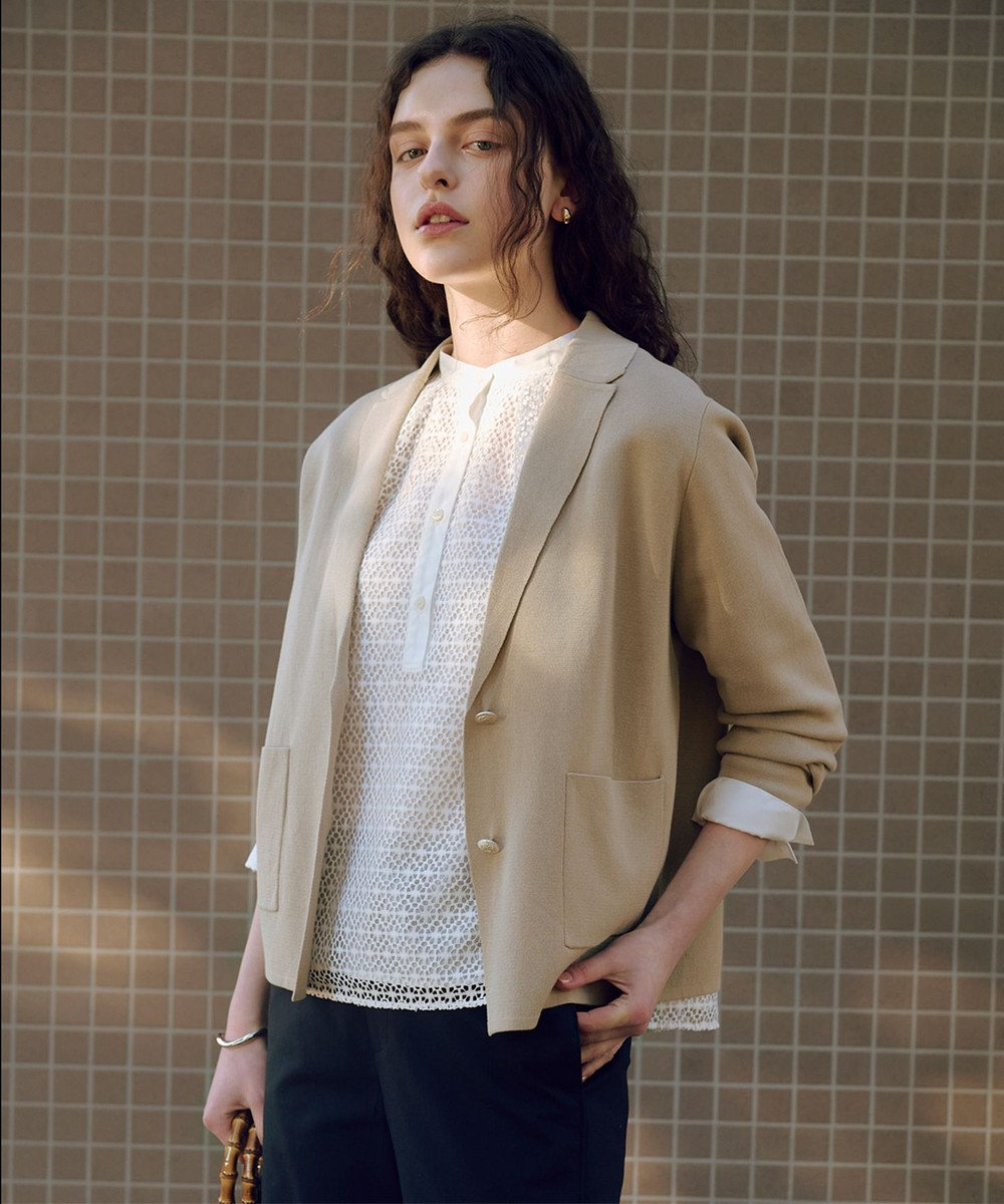 J.PRESS LADIES Cotton Acetate ニット ジャケット 