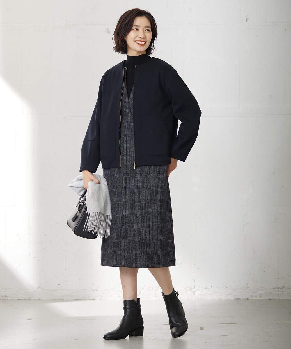 J.PRESS LADIES 針抜きフライス ボトルネック リブ カットソー 