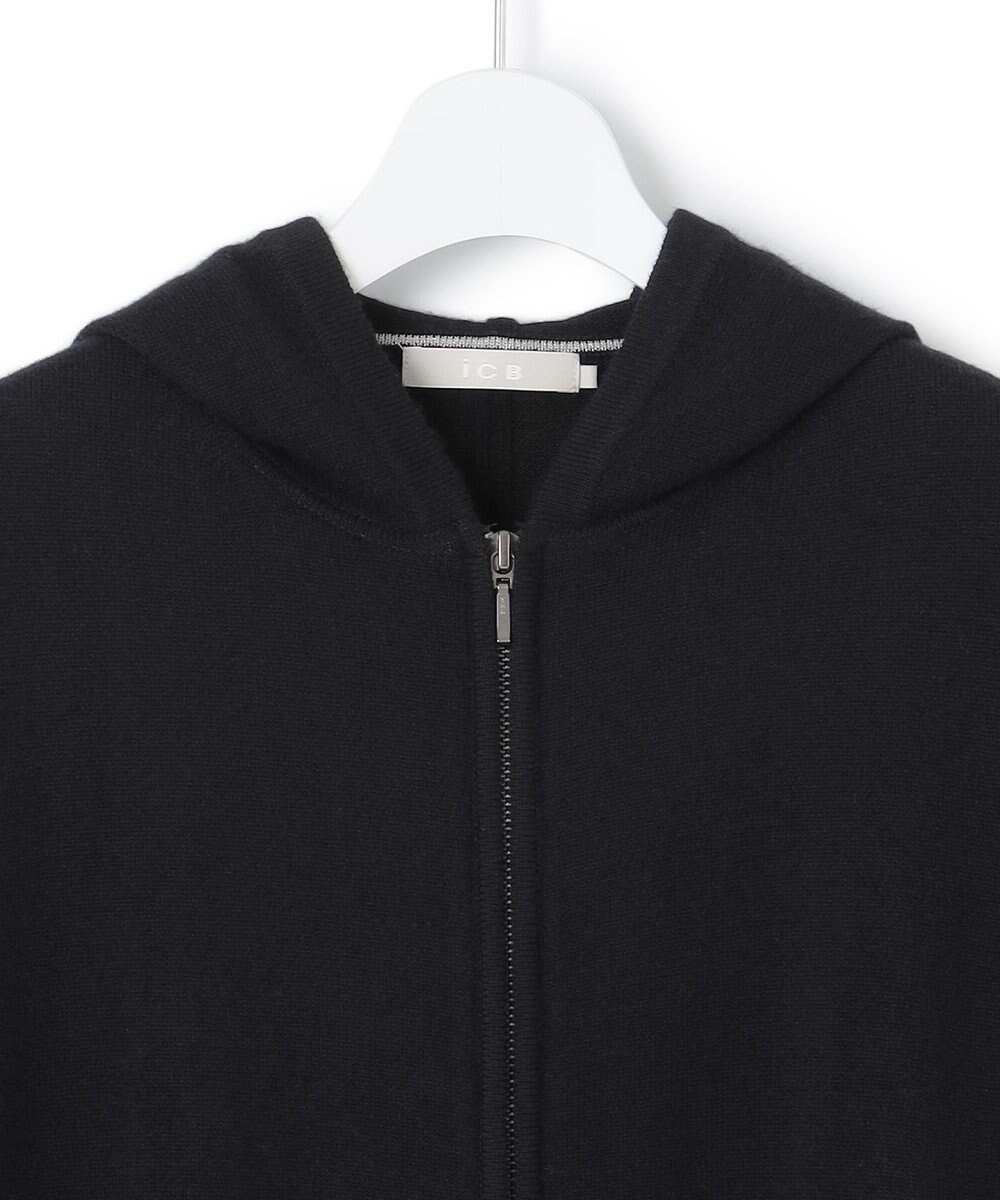 ICB L 【洗える】ソフトカシミヤミックス ジップアップ ニットパーカー 