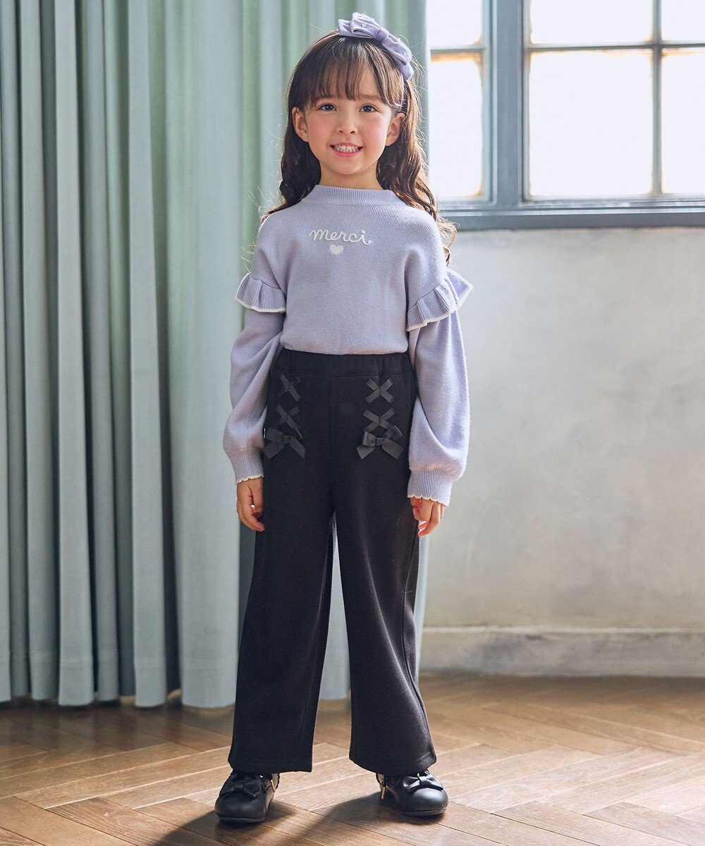 ANY KIDS レースアップ 裏シャギーワイドパンツ 