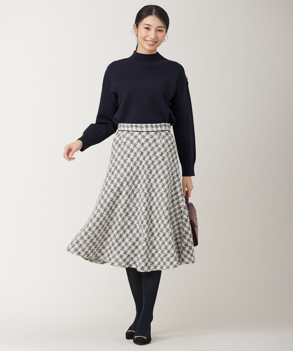 ANY SIS L パフィツイードミディ スカート 