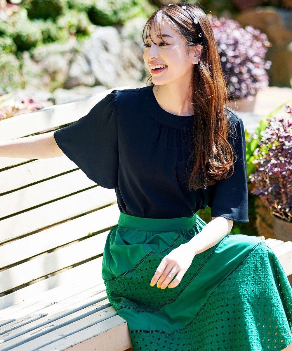 Tiaclasse L 【新色追加・洗える】幅広く活躍が期待できるレース切替スカート 