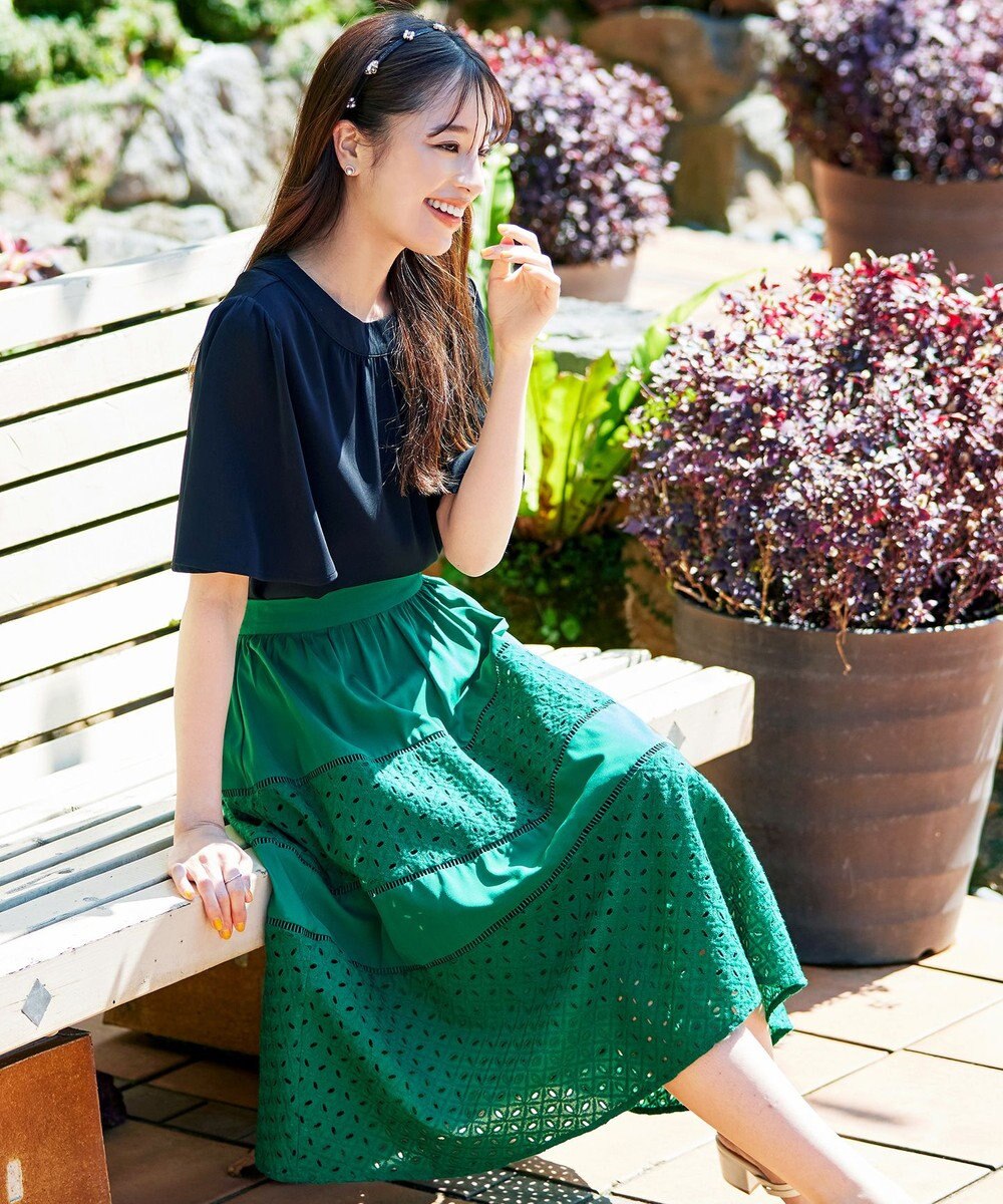 Tiaclasse L 【新色追加・洗える】幅広く活躍が期待できるレース切替スカート 