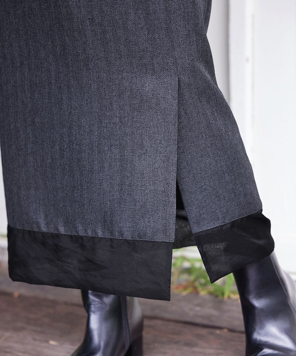 Tiaclasse 【洗える】メランジヘリンボーンツイードスカート 