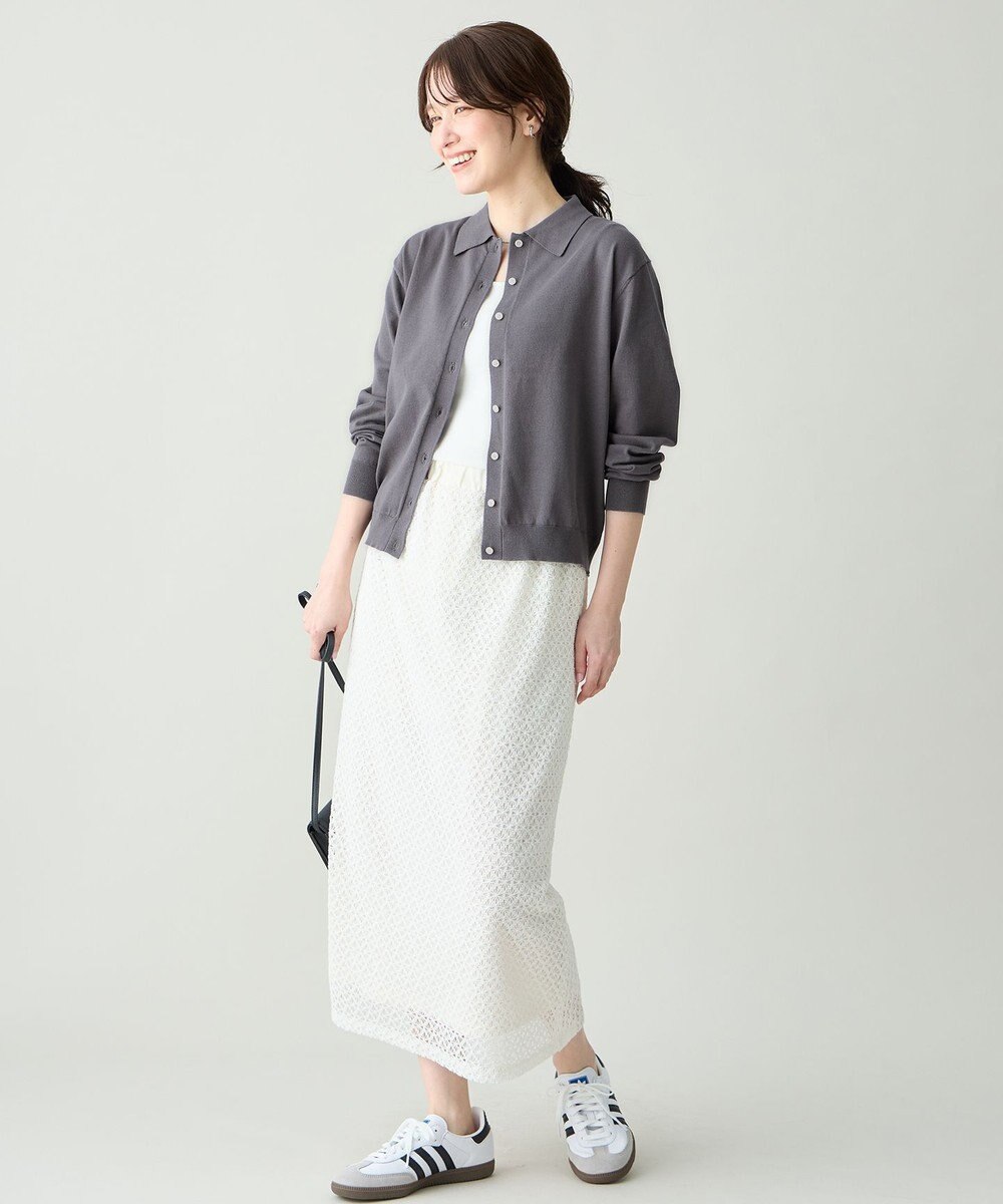 ANY L コットンブレンドポロカーデ 