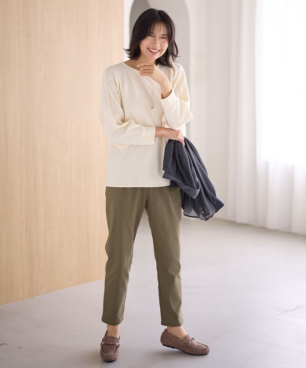 ANY L 【洗濯機可/ウエストゴム/ストレッチ/裏起毛】エブリデイベーシックテーパードパンツ 