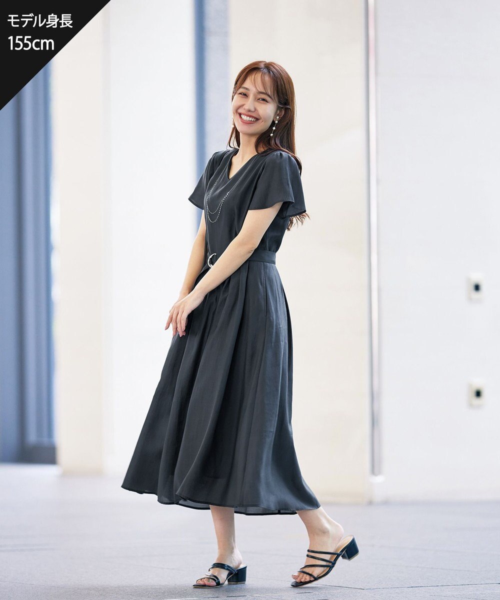 Tiaclasse 【洗える】大人上品なシアータックワンピース 